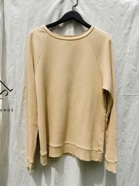 Baserange Cotton Basic Ribbed Sweatshirt | Tan | S